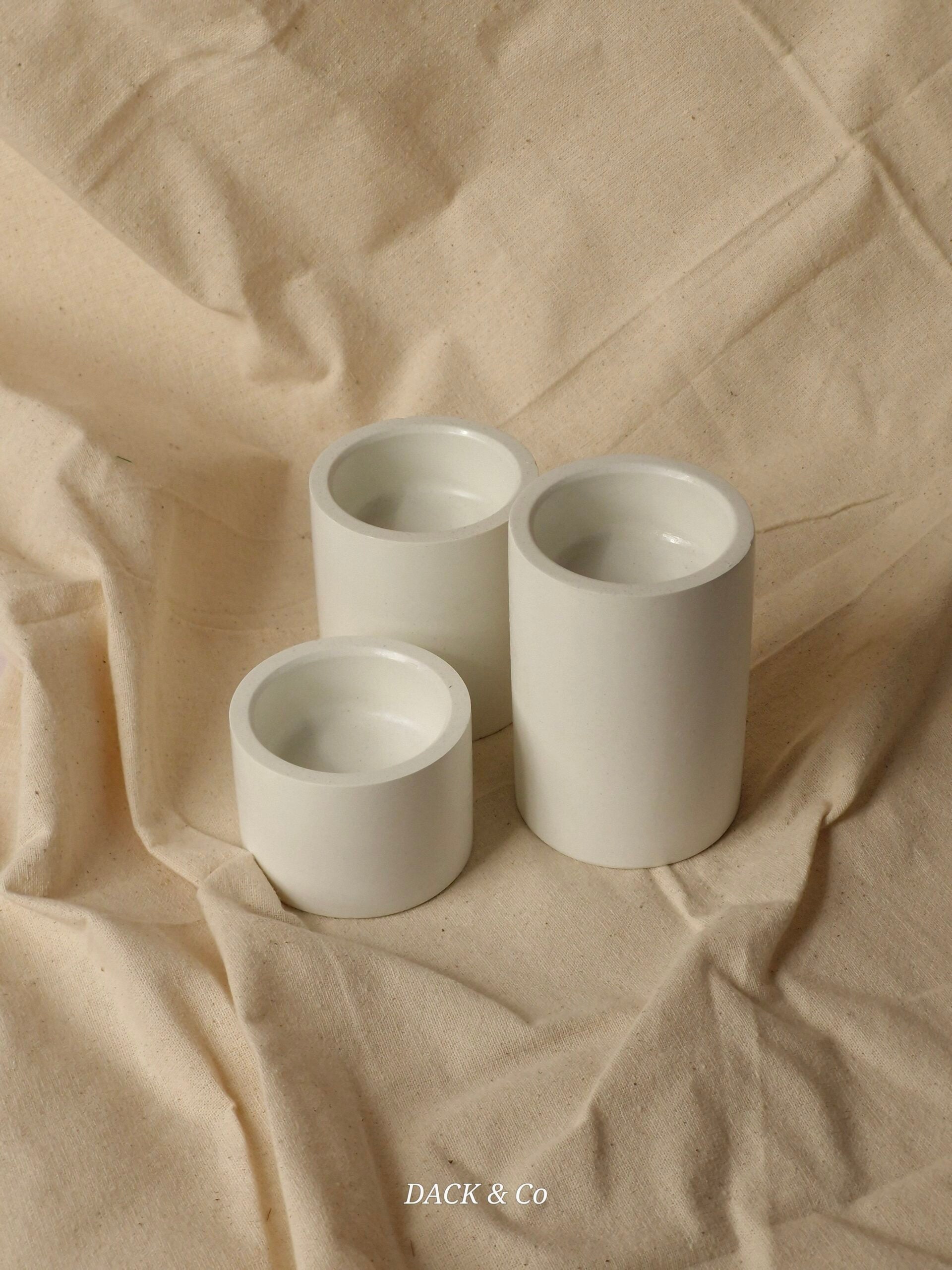 3PCs Minimalist Concrete Tealight Pillar Candle Holder Set