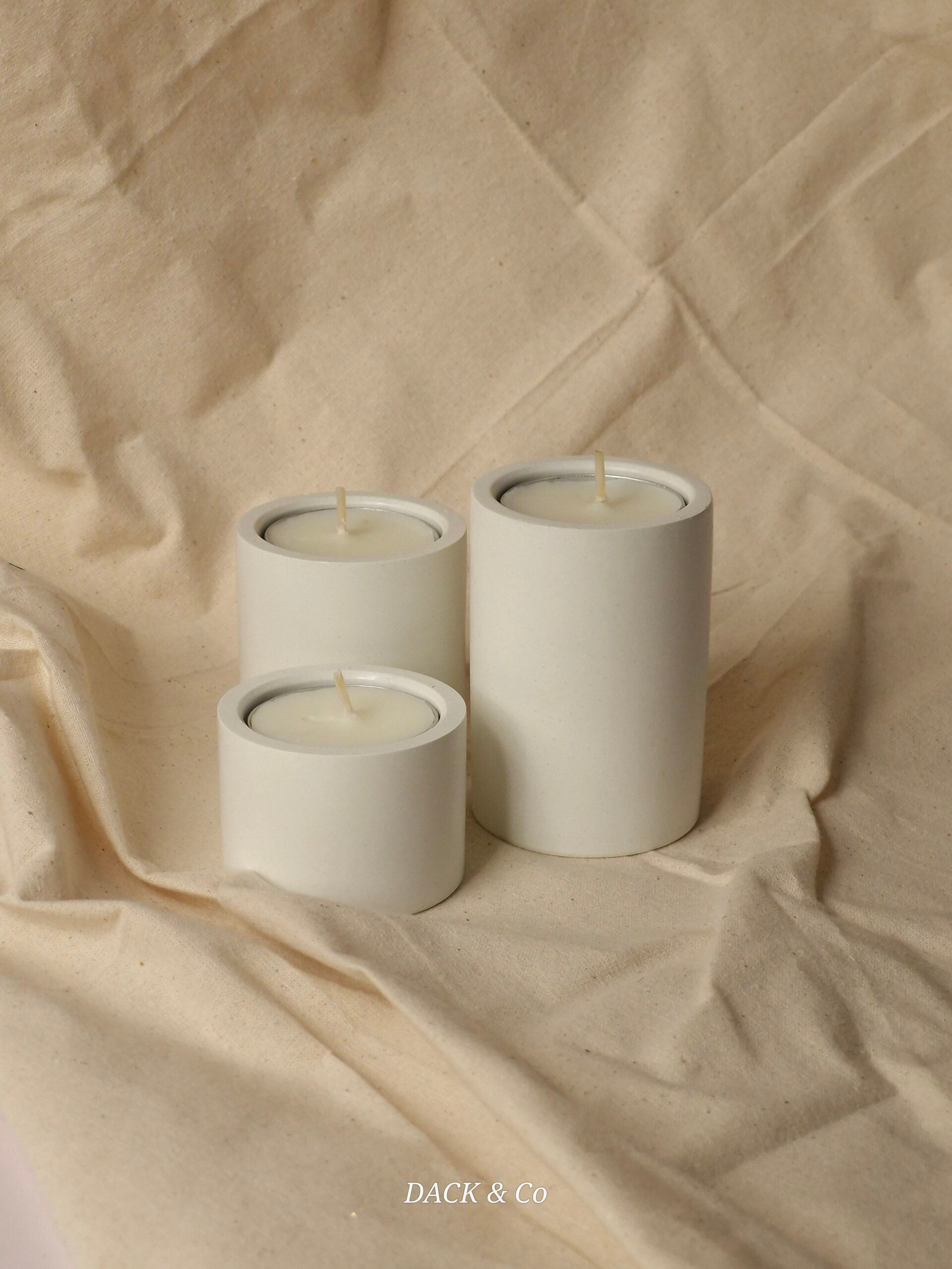 3PCs Minimalist Concrete Tealight Pillar Candle Holder Set