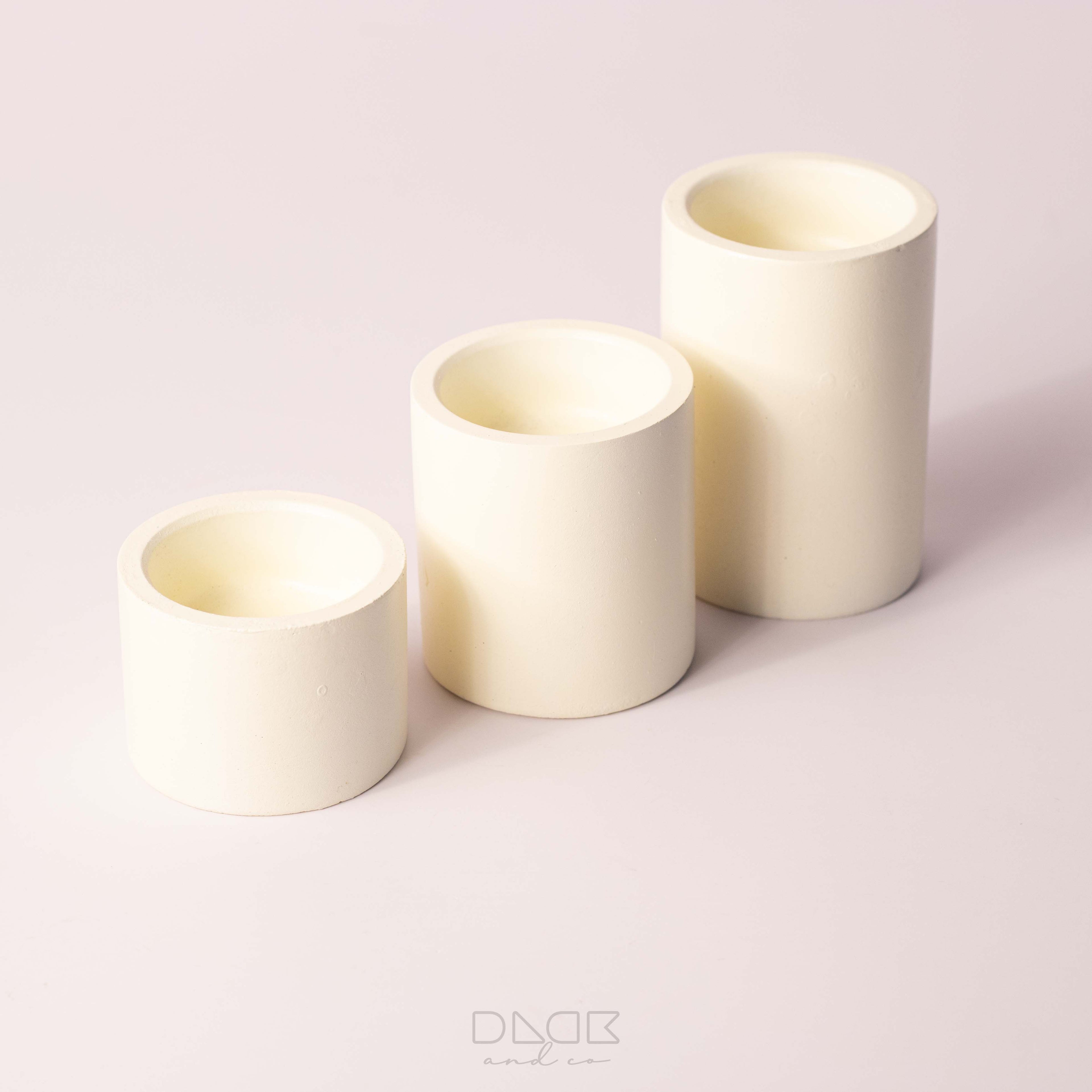 3PCs Minimalist Concrete Tealight Pillar Candle Holder Set