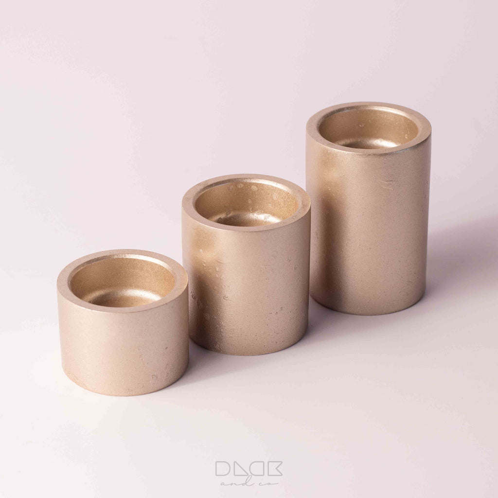 3PCs Minimalist Concrete Tealight Pillar Candle Holder Set