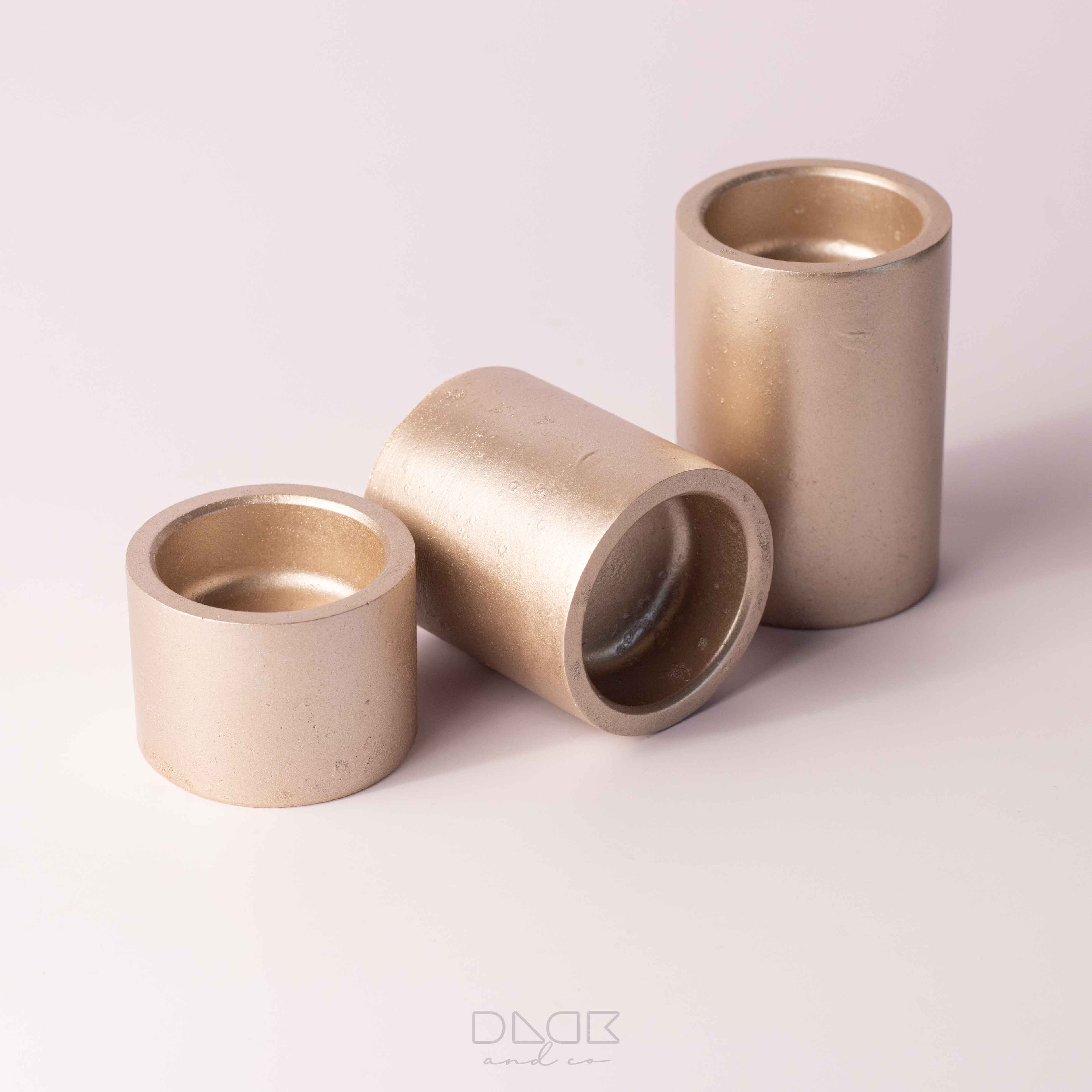 3PCs Minimalist Concrete Tealight Pillar Candle Holder Set