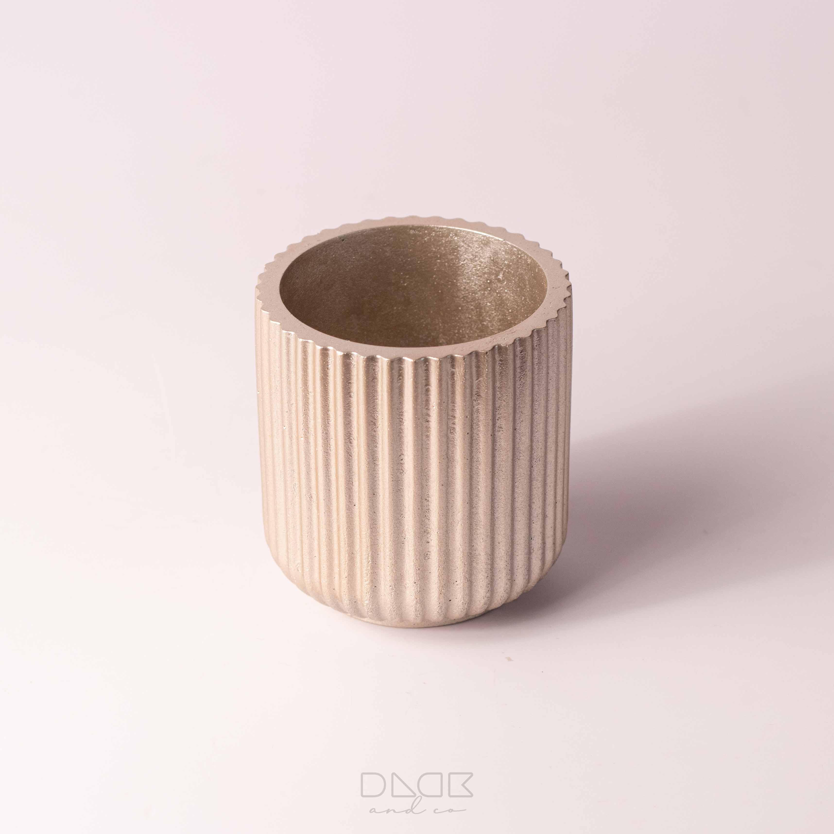 Ribbed Edge Concrete Candle Jars - Sealed Concrete Candle Pot
