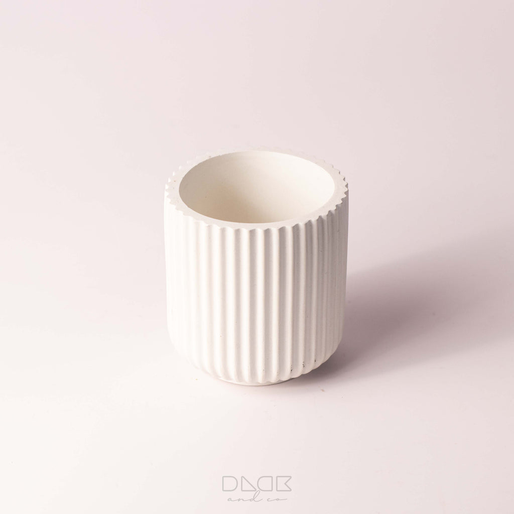 Ribbed Edge Concrete Candle Jars - Sealed Concrete Candle Pot