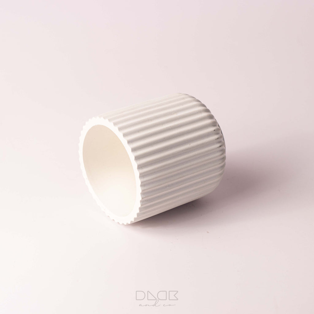 Ribbed Edge Concrete Candle Jars - Sealed Concrete Candle Pot