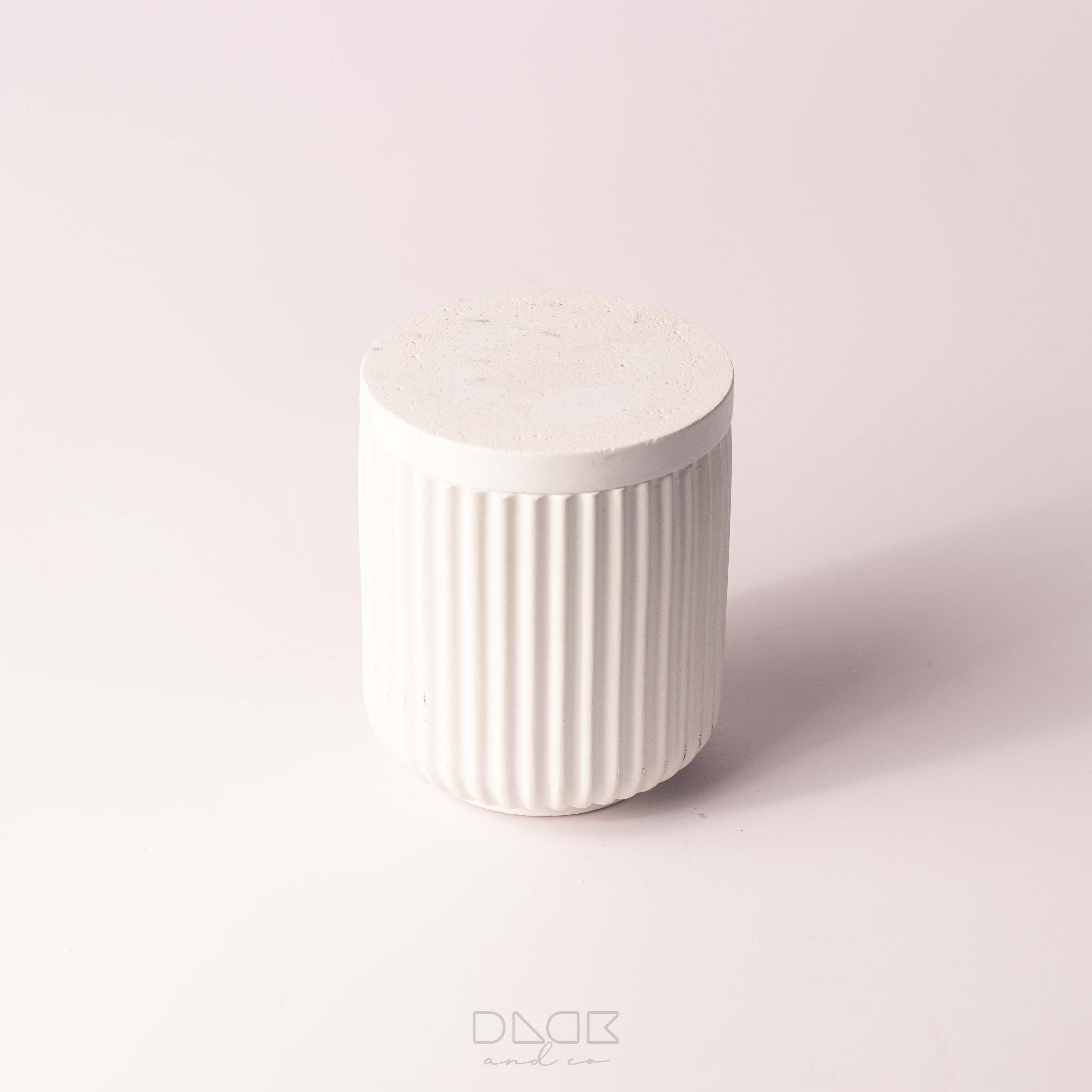Ribbed Edge Concrete Candle Jars - Sealed Concrete Candle Pot