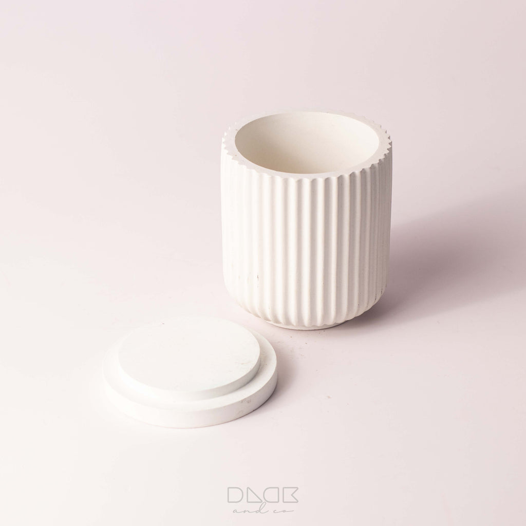 Ribbed Edge Concrete Candle Jars - Sealed Concrete Candle Pot