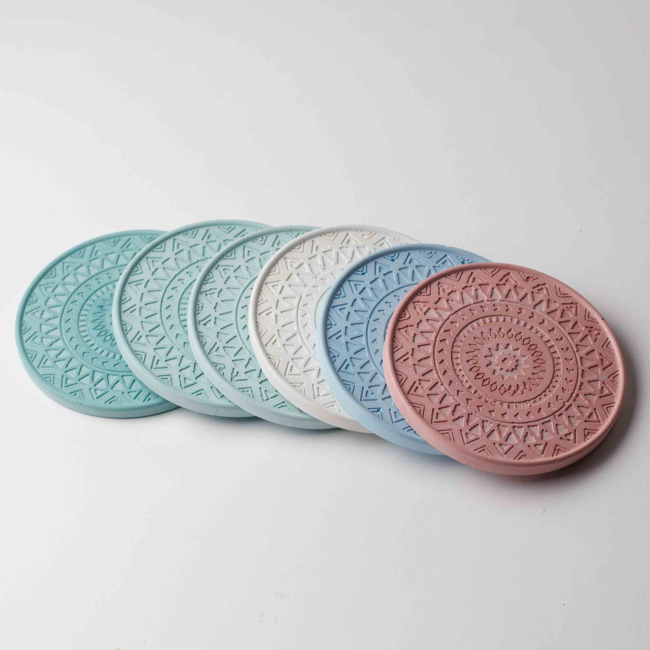 4 x Minimalist Pastel Color Mandala Coasters