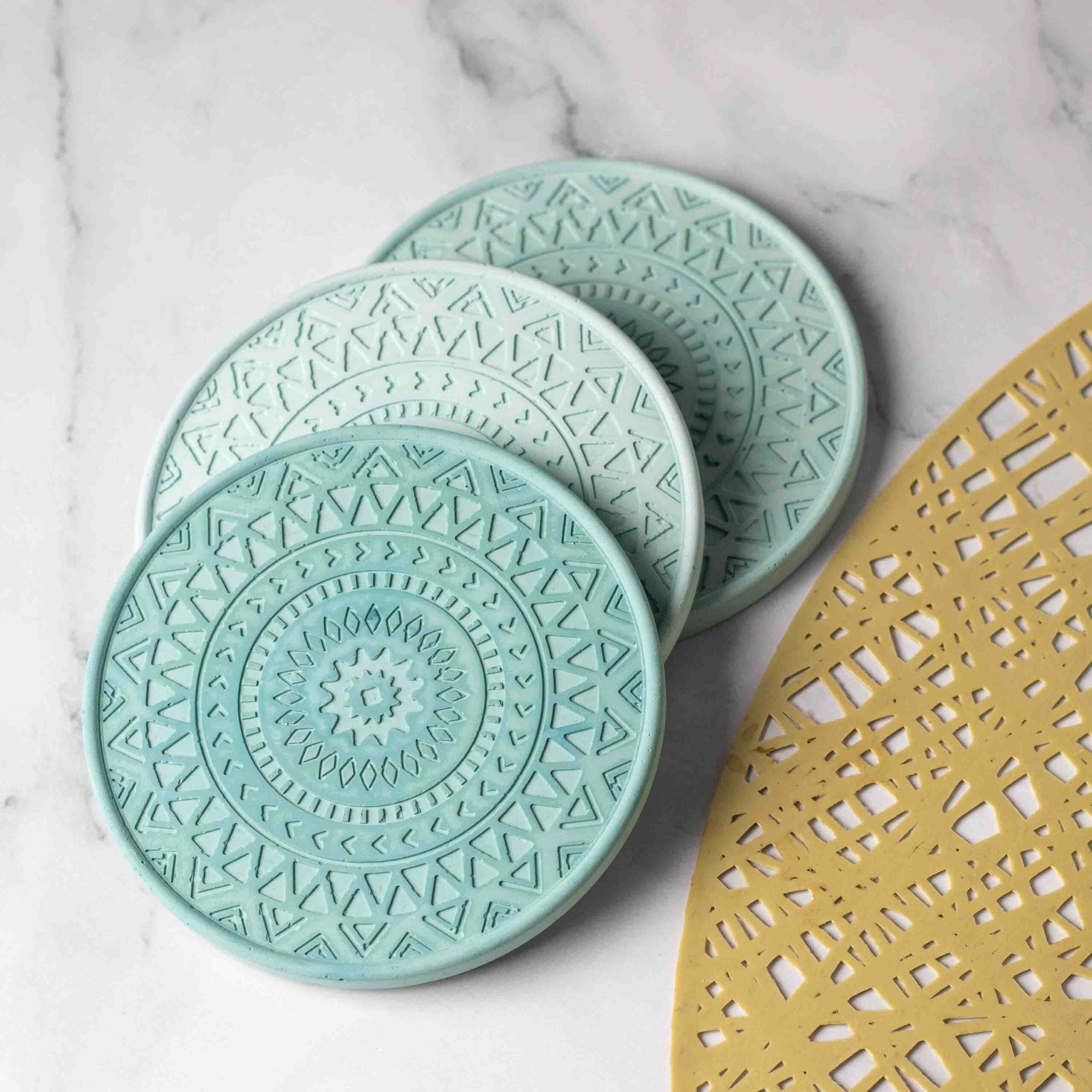 4 x Minimalist Pastel Color Mandala Coasters