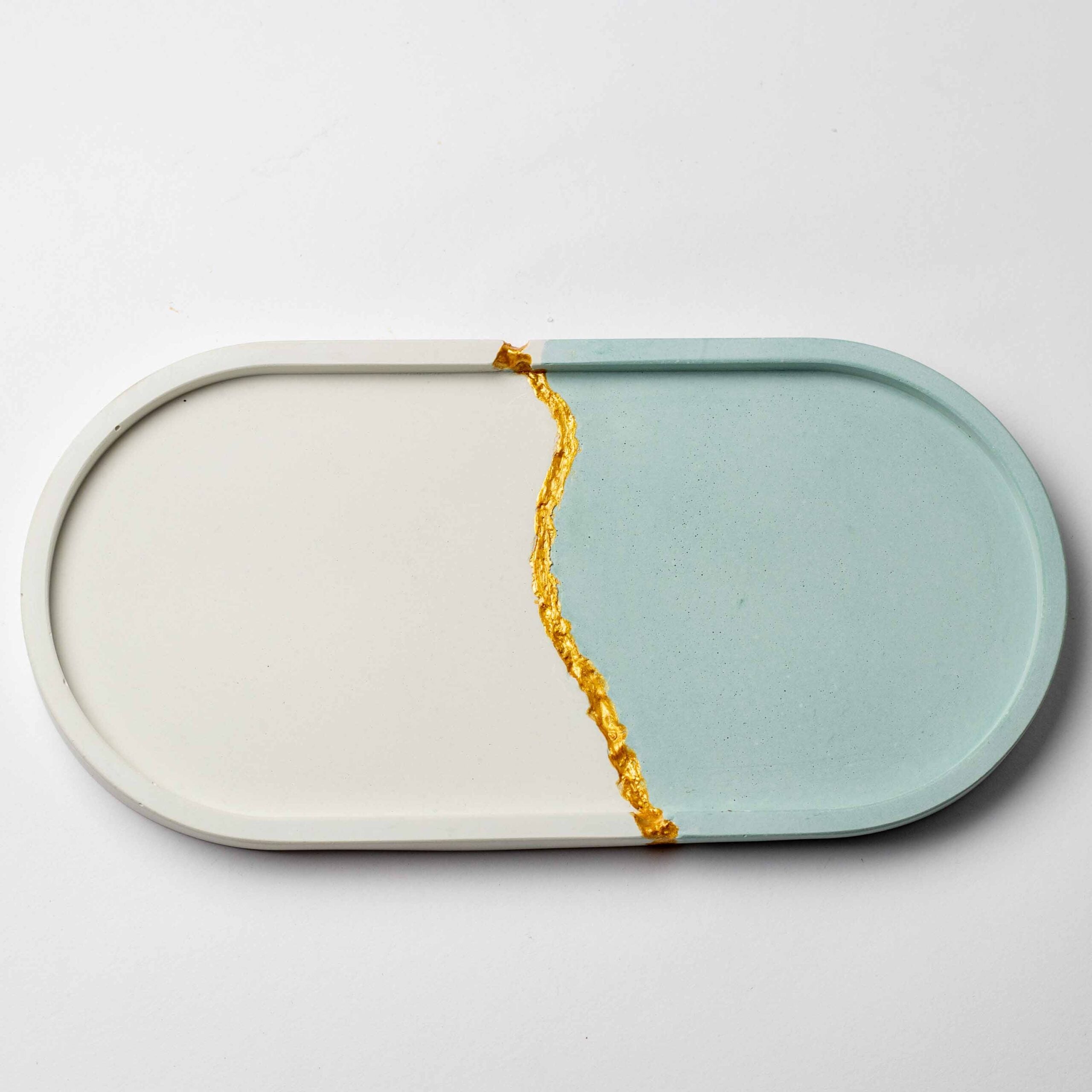 Bi Color & Gold Oval Tray | Stunning Large Oval Trinket Tray