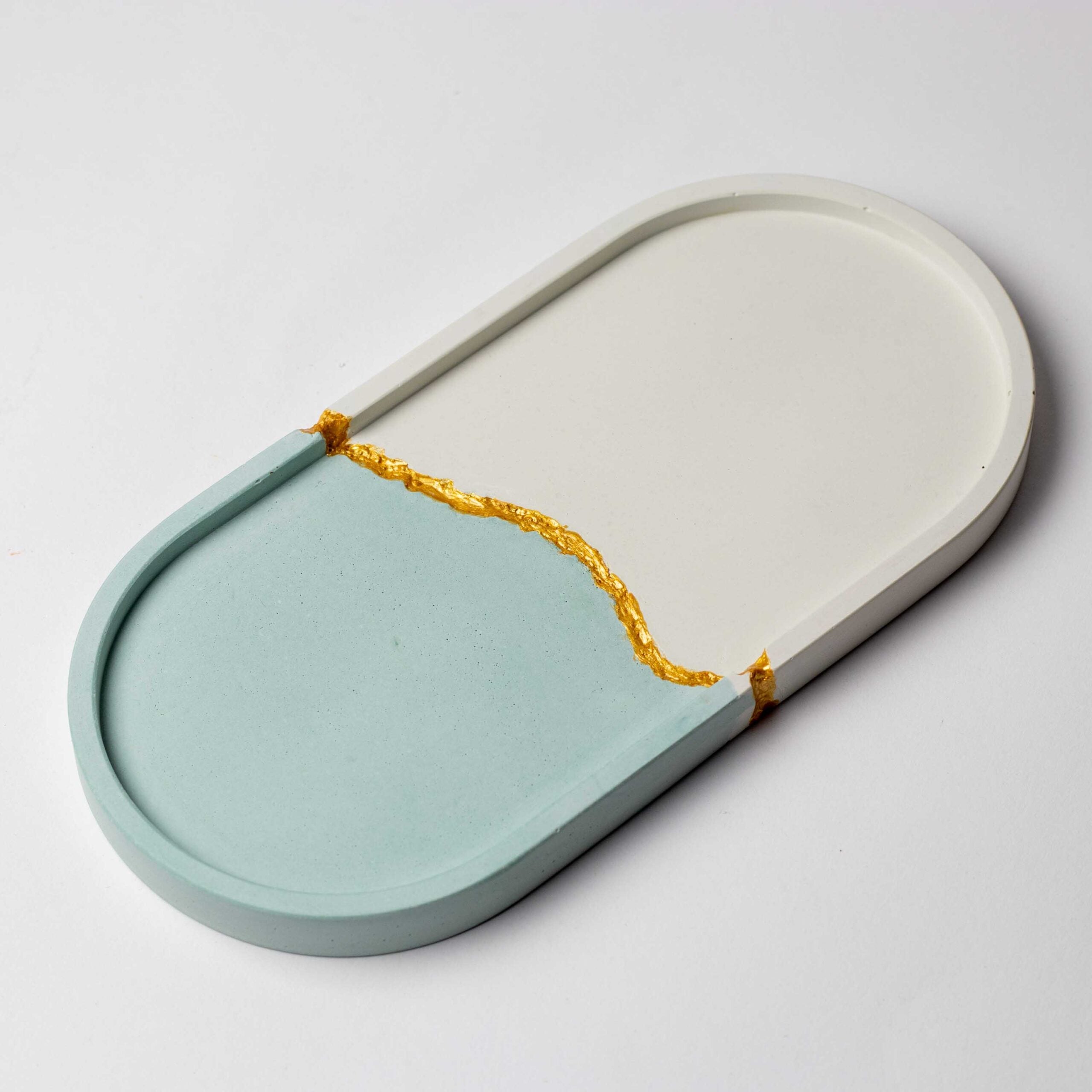 Bi Color & Gold Oval Tray | Stunning Large Oval Trinket Tray
