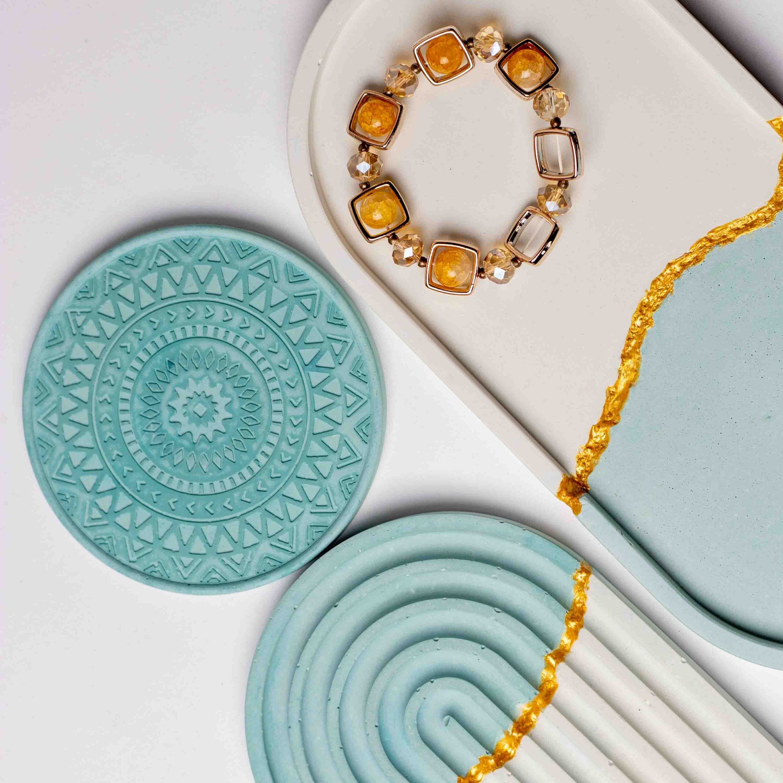 Bi Color & Gold Oval Tray | Stunning Large Oval Trinket Tray