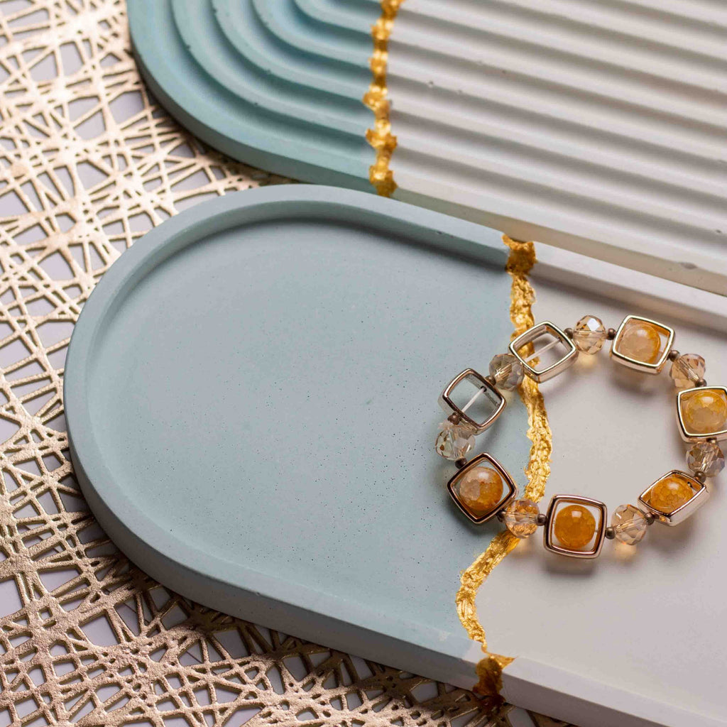 Bi Color & Gold Oval Tray | Stunning Large Oval Trinket Tray
