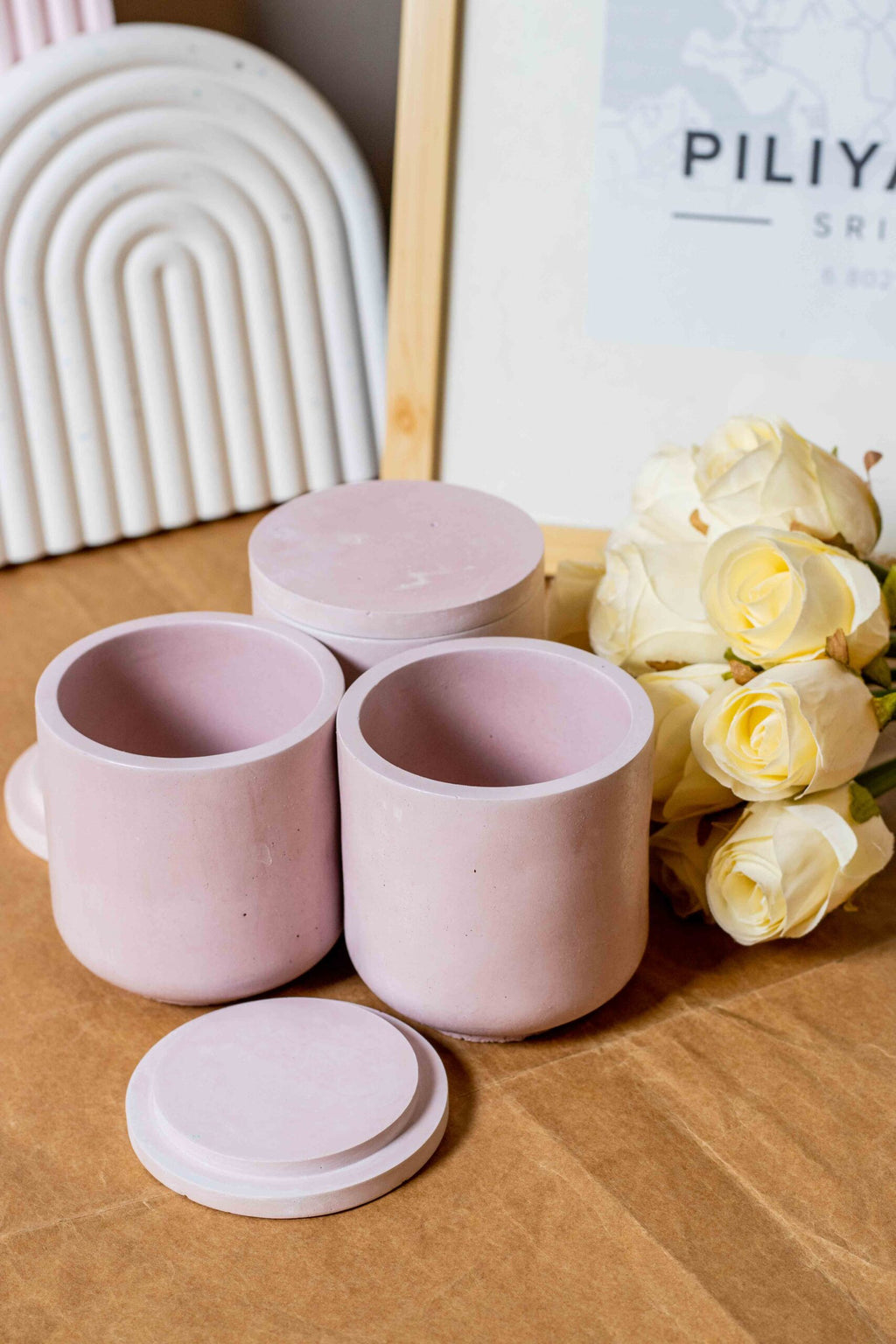 Straight Edge Concrete Candle Jars - Sealed Concrete Candle Pot