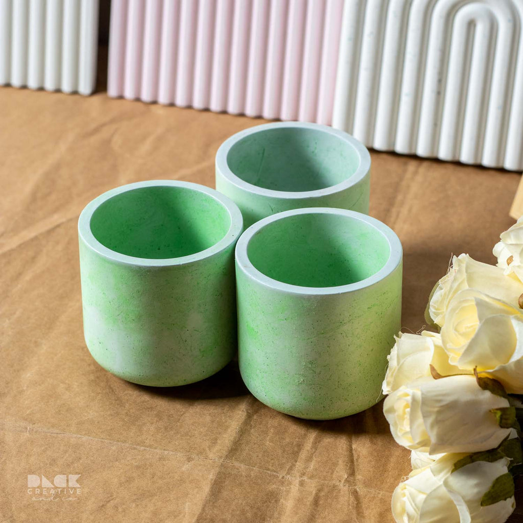 Pastel green Color Straight Concrete Candle Jars