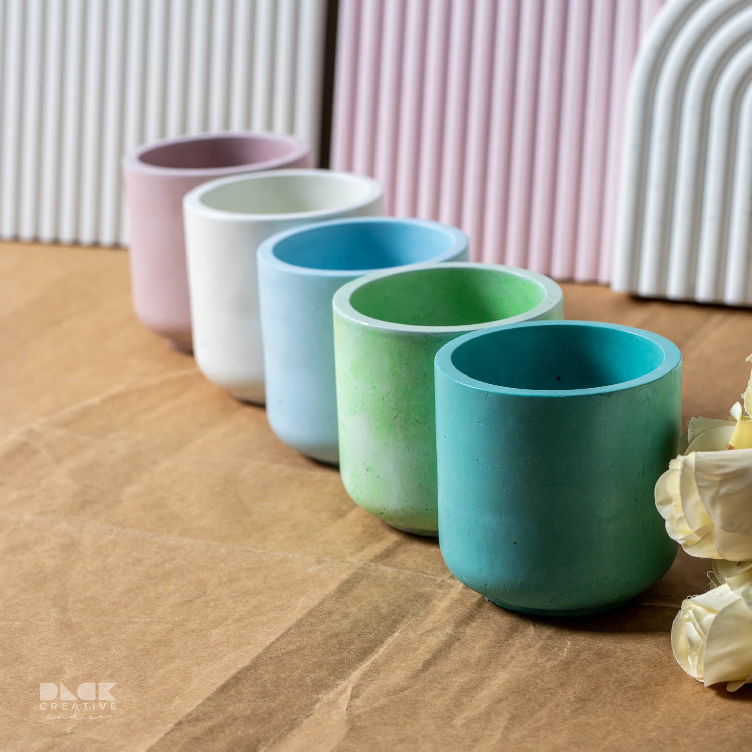 Pastel Color Straight Concrete Candle Jars