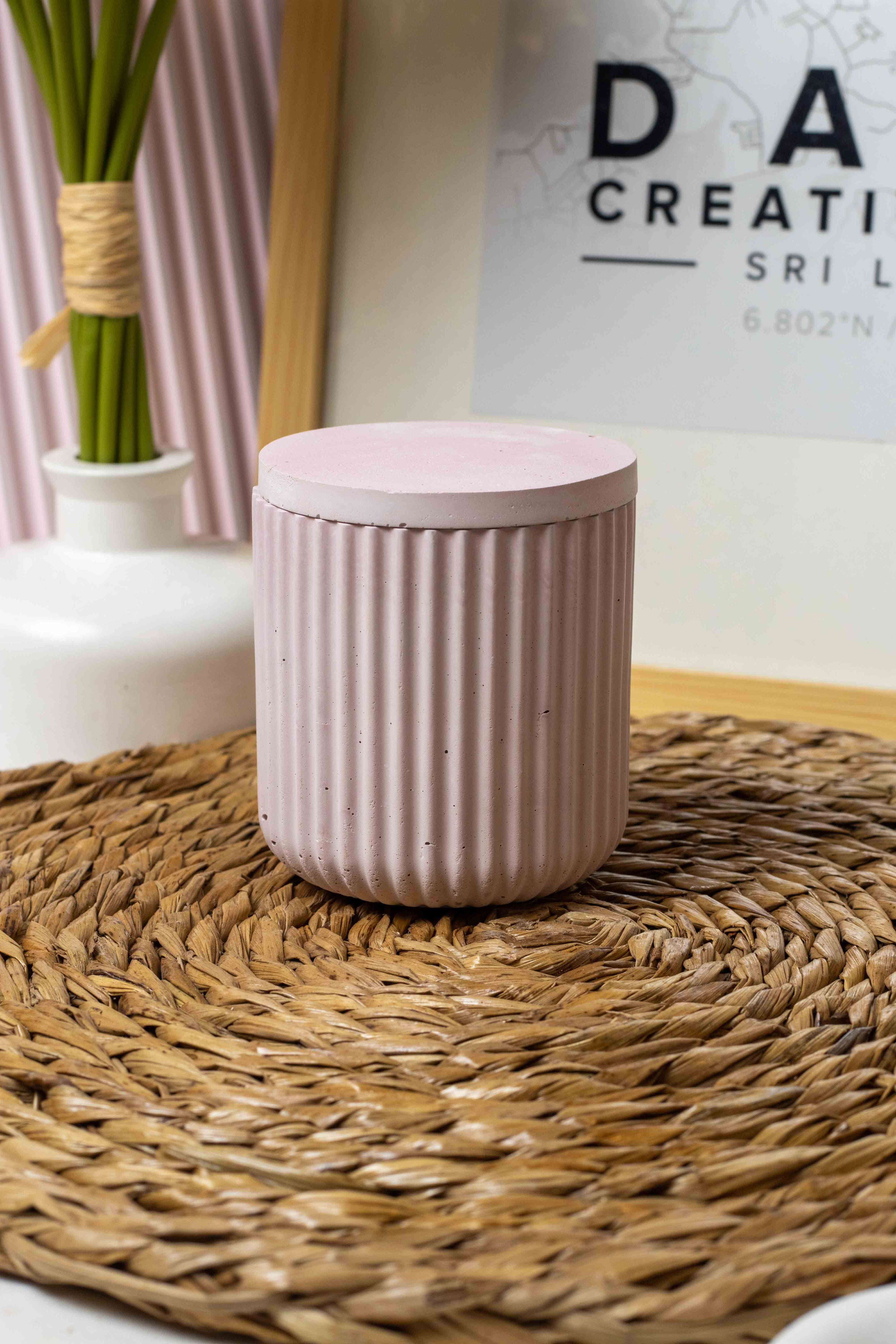 Ribbed Edge Concrete Candle Jars - Sealed Concrete Candle Pot