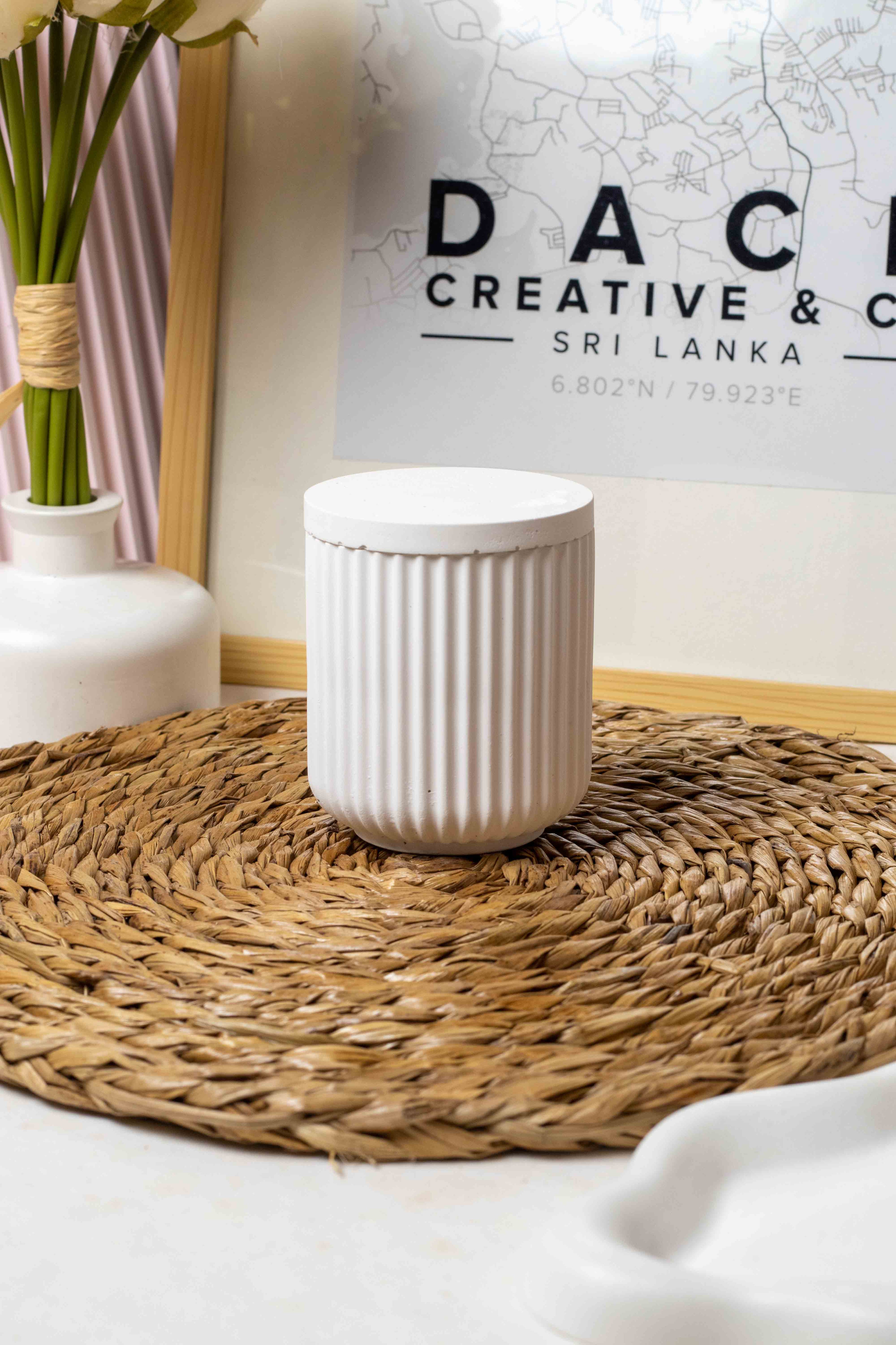 Ribbed Edge Concrete Candle Jars - Sealed Concrete Candle Pot