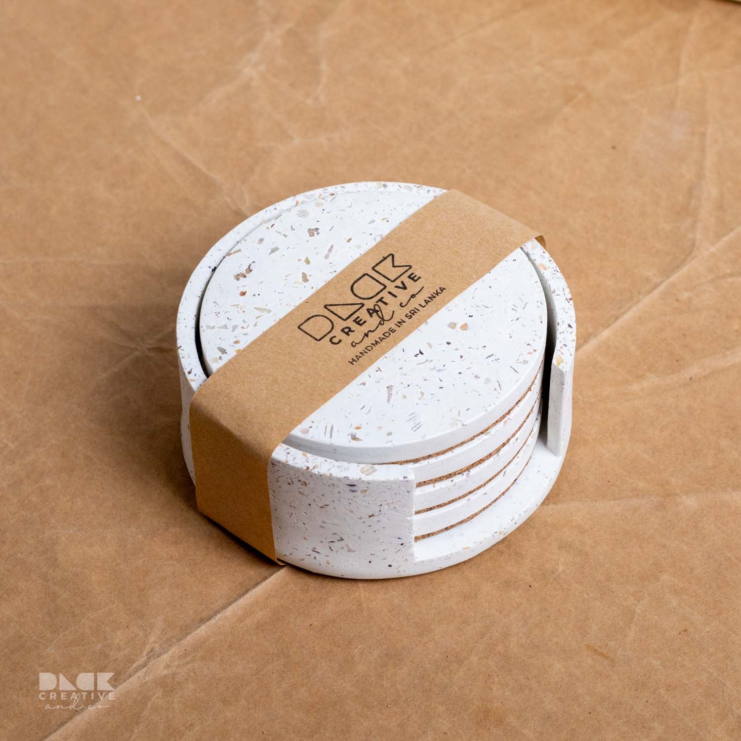 4 x Colored Stackable Coasters with Holder