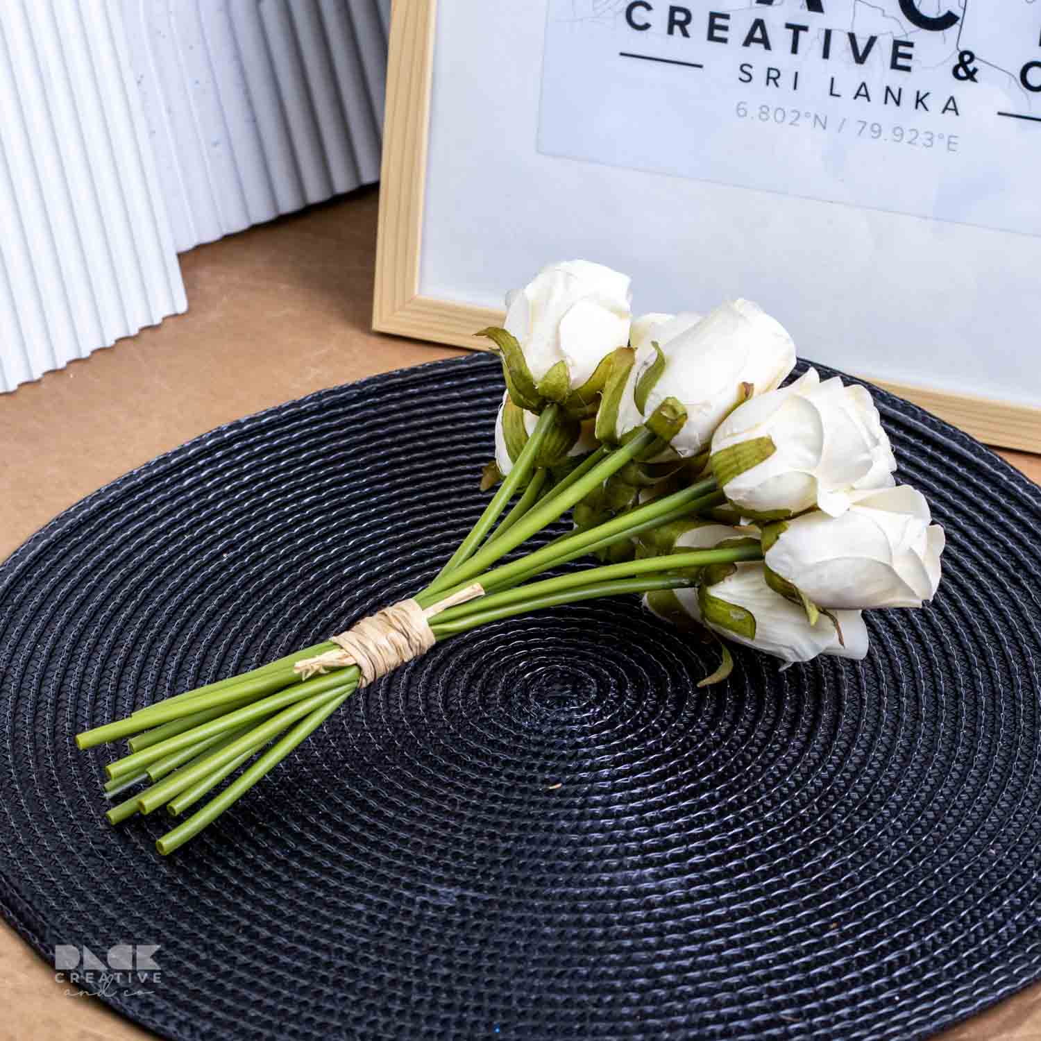 Artificial White Rose Flower Bunch - 12 Roses
