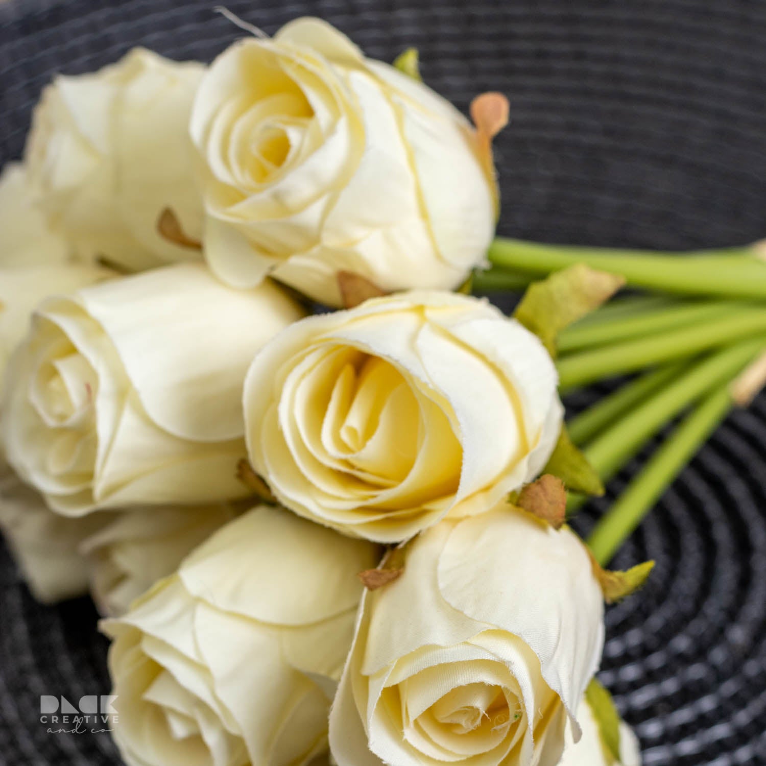 Artificial White Rose Flower Bunch - 12 Roses
