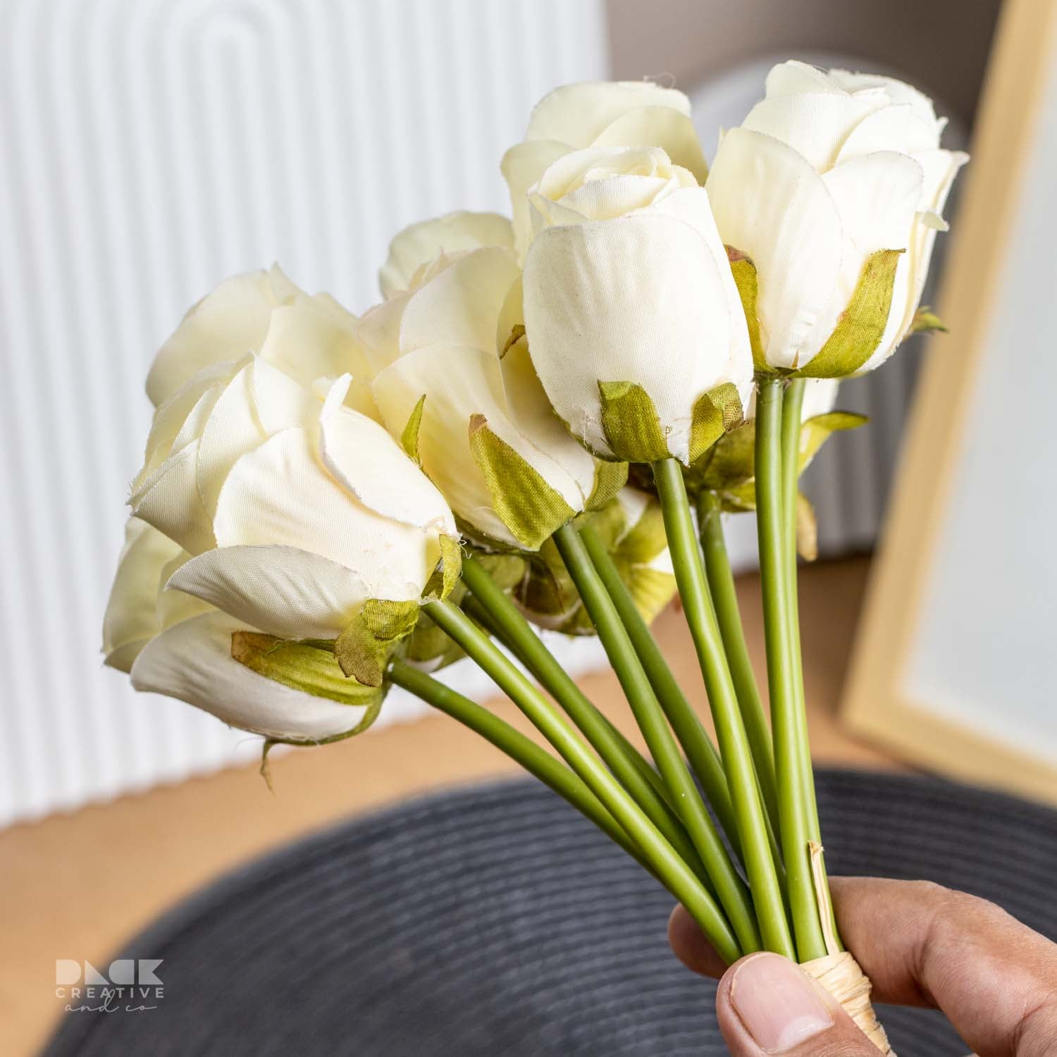Artificial White Rose Flower Bunch - 12 Roses