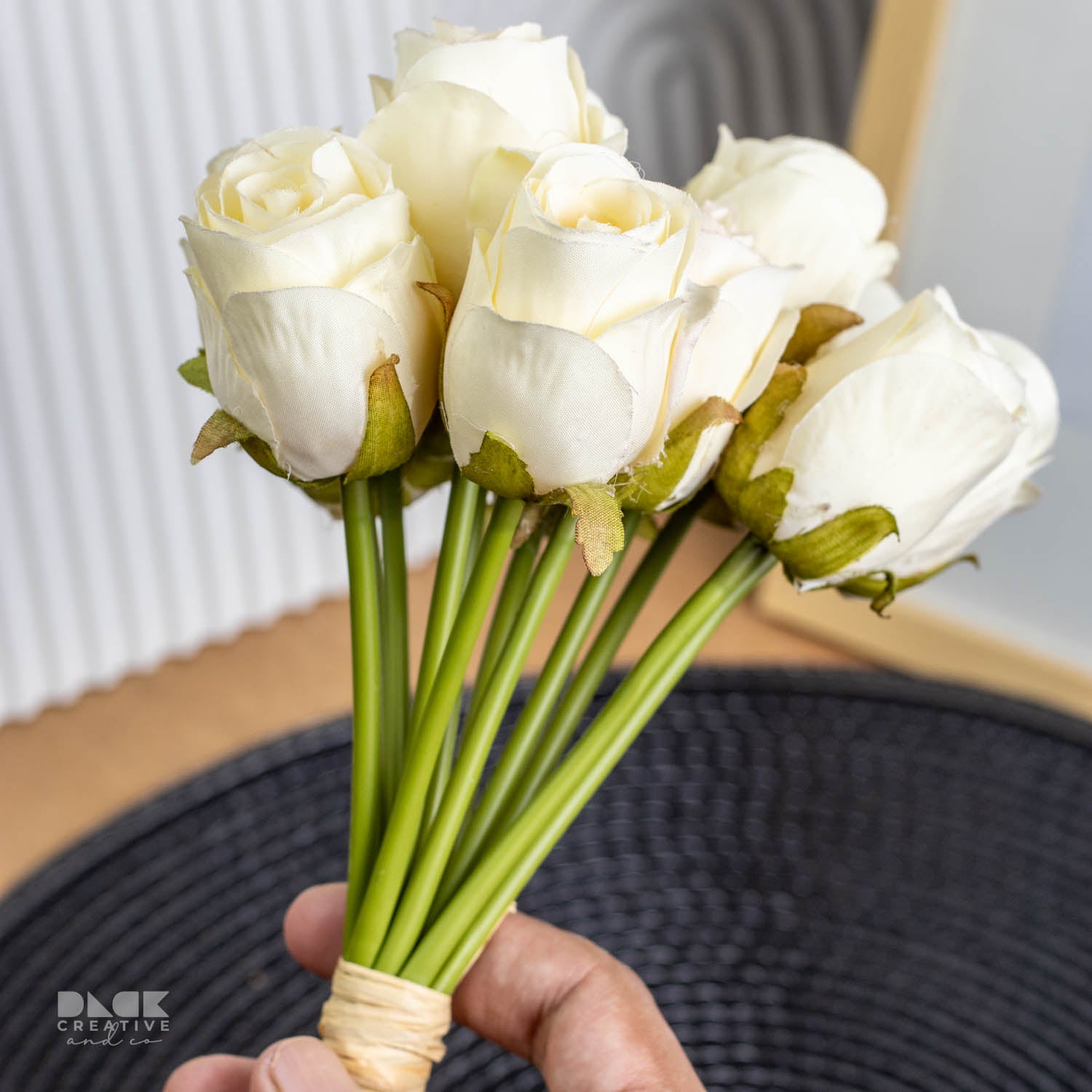 Artificial White Rose Flower Bunch - 12 Roses