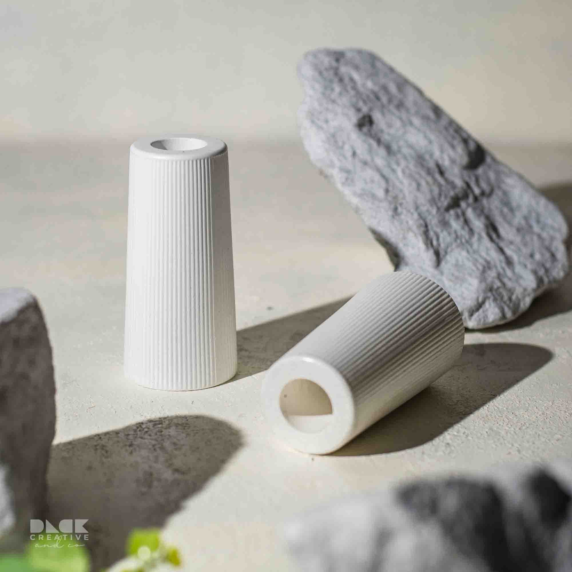 Ribbed Mini Cone Vase – Minimalist Bud Vase for Modern Decor , Ribbed Mini Cone Vase