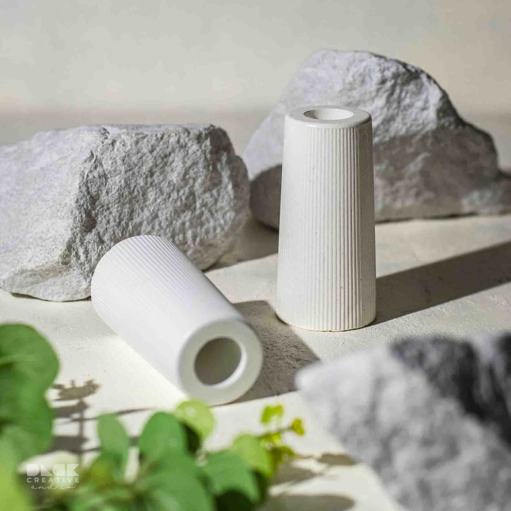 Ribbed Mini Cone Vase – Minimalist Bud Vase for Modern Decor