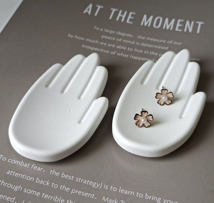 Palm Jewelry Holder - Concrete Palm Ring Organizer D147