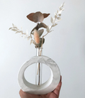 Circle Bud Vase with Glass Test Tube for Minimal Home Decor Style