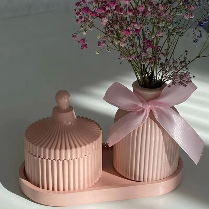 Blush Pink Jewellery Holder & Vase Gift Set with Decorative Tray