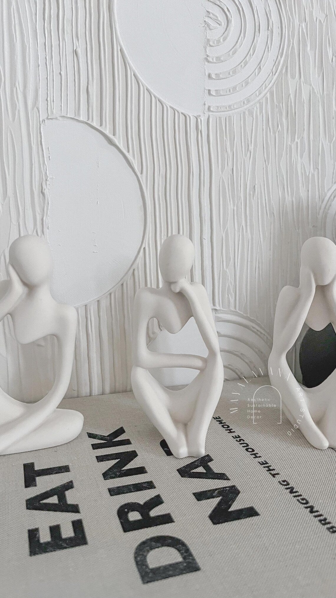 3 Piece Minimalist Thinker Figurine Set | Stunning Abstract figures