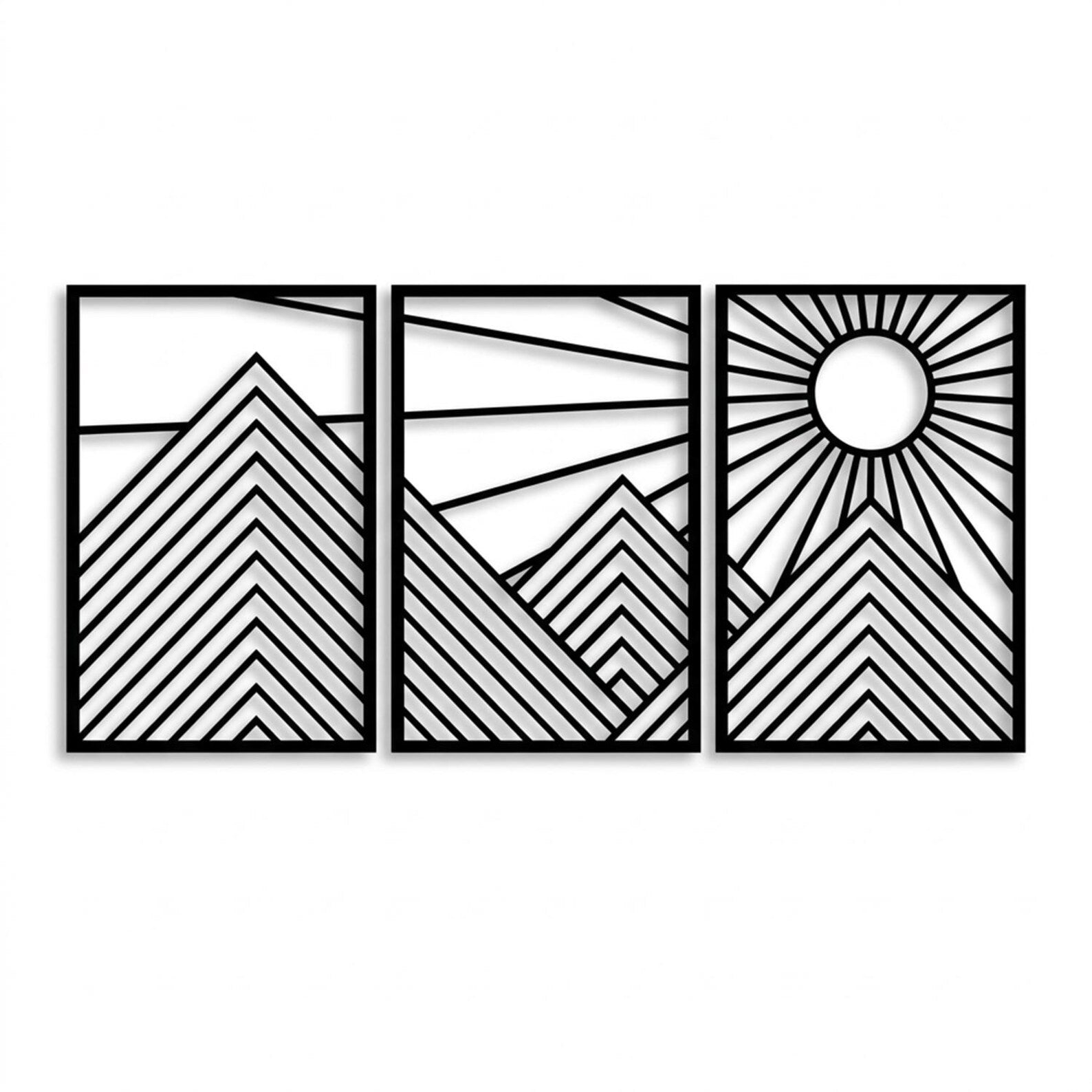 Morning Sunrise - Modern Geometric Wall Art With 3 Panels