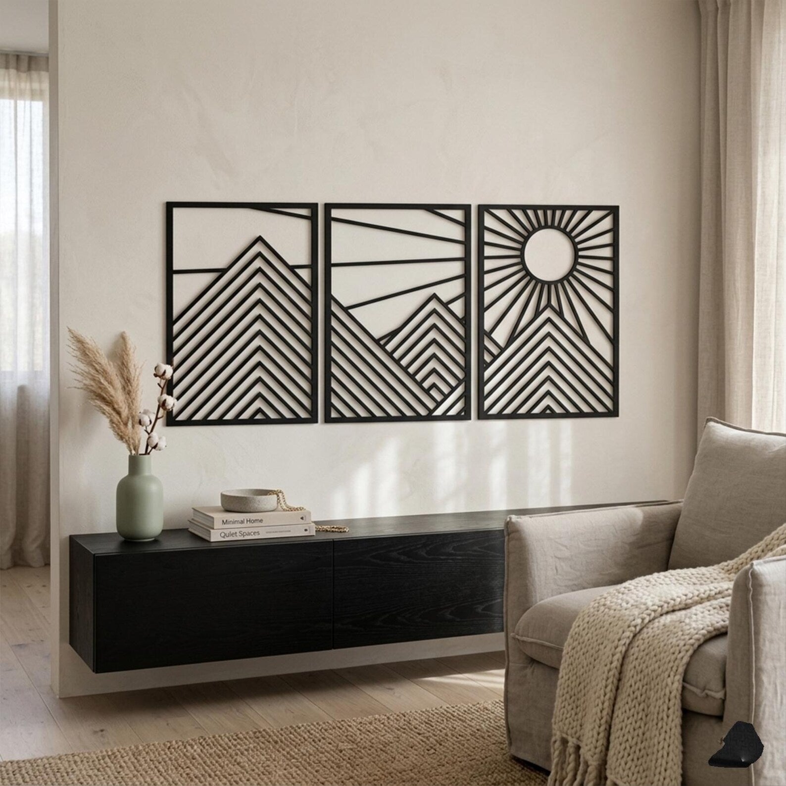 Morning Sunrise - Modern Geometric Wall Art With 3 Panels
