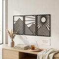 Morning Sunrise - Modern Geometric Wall Art With 3 Panels