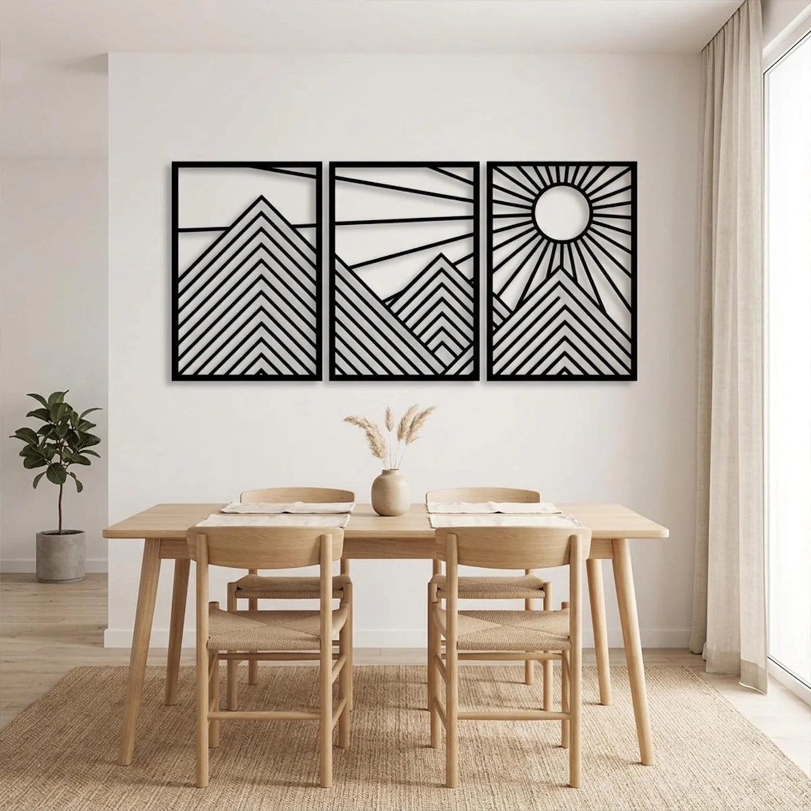 Morning Sunrise - Modern Geometric Wall Art With 3 Panels