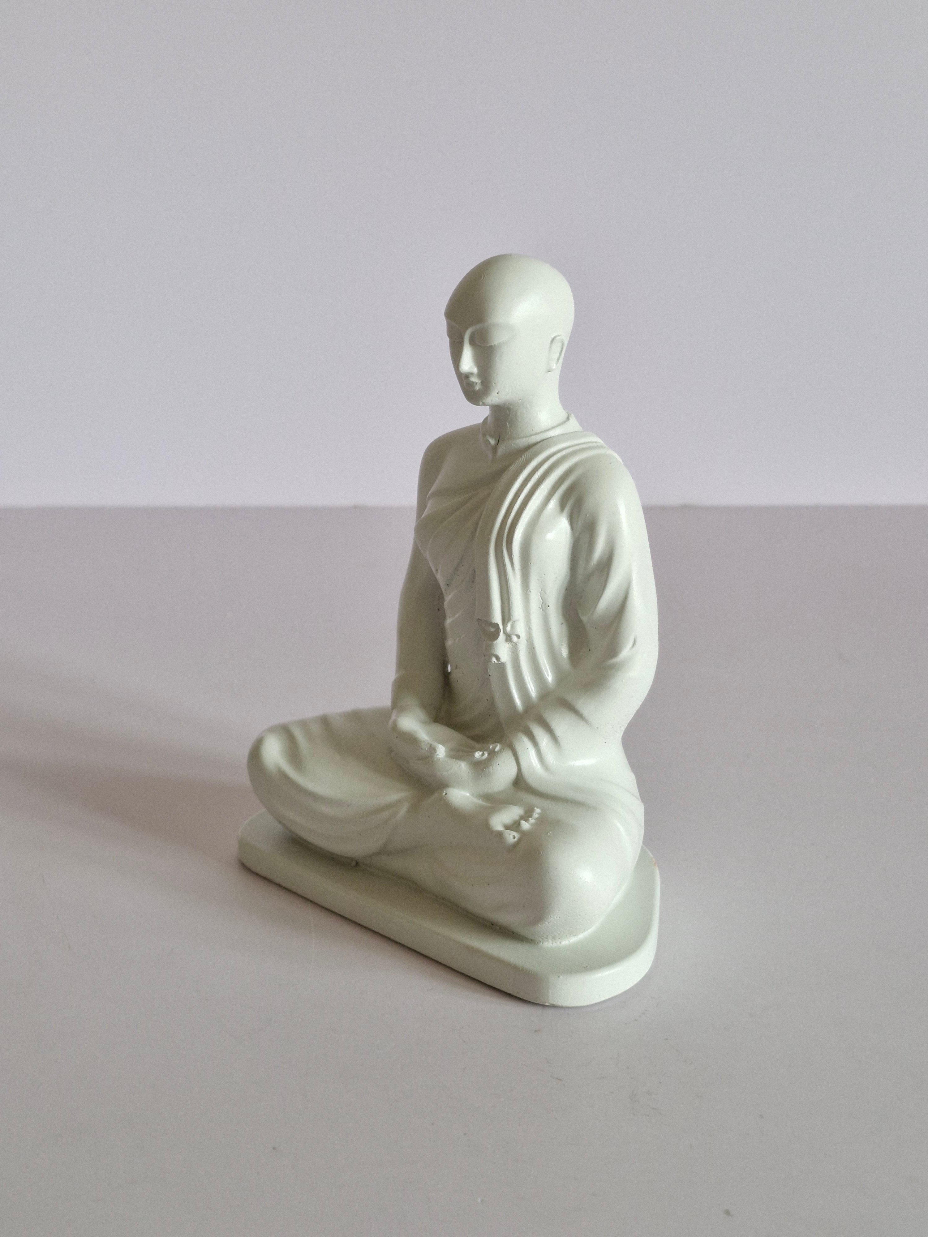 6" White Yashodara Theraniya Statue - Peaceful Spiritual Decor